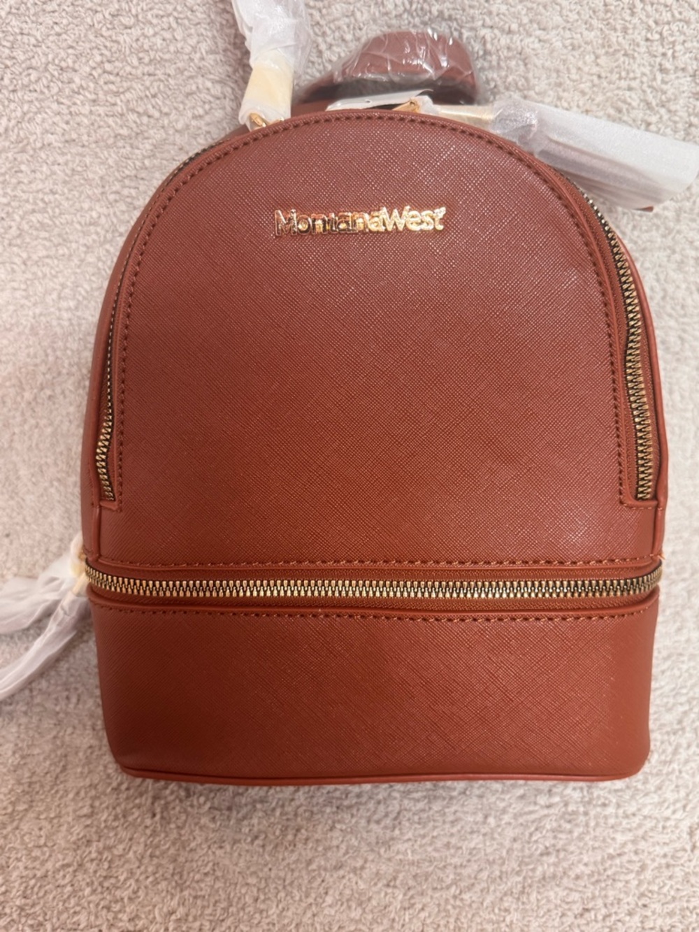 Montana West Mini Backpack - Rust Brown with Gold Hardware